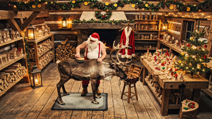 Heimelige Weihnachtsprojektion: Santa & Elf