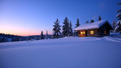 Berg-Skihütte Projektion